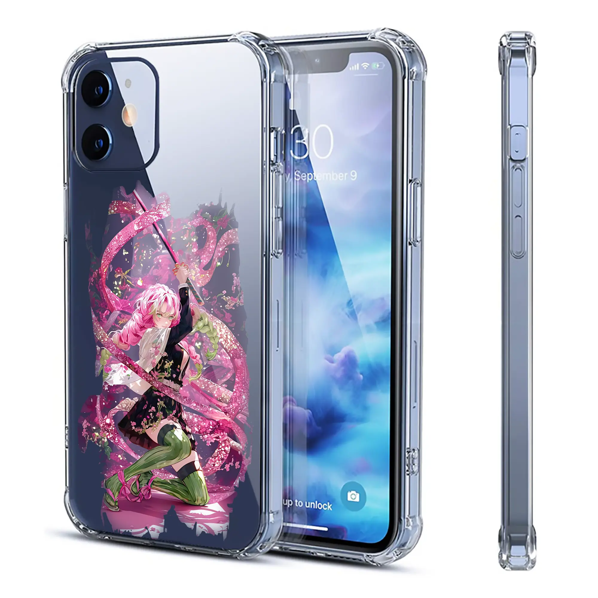 鬼滅の刃 グッズ,甘露寺 蜜璃 - IPhone 12シリーズ対応 ・ 透明スマホケース ・ クリアソフトケース ・ TPU素材 ・ 耐衝撃 ・ 高密着 ・ 防汚 防指紋 ・ 簡単着脱